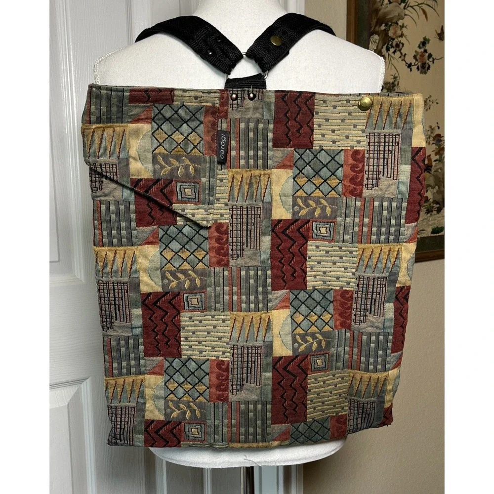Vintage Carson Rogers Carogi Abstract‎ Tapestry Convertible Backpack Bag 80s 90s